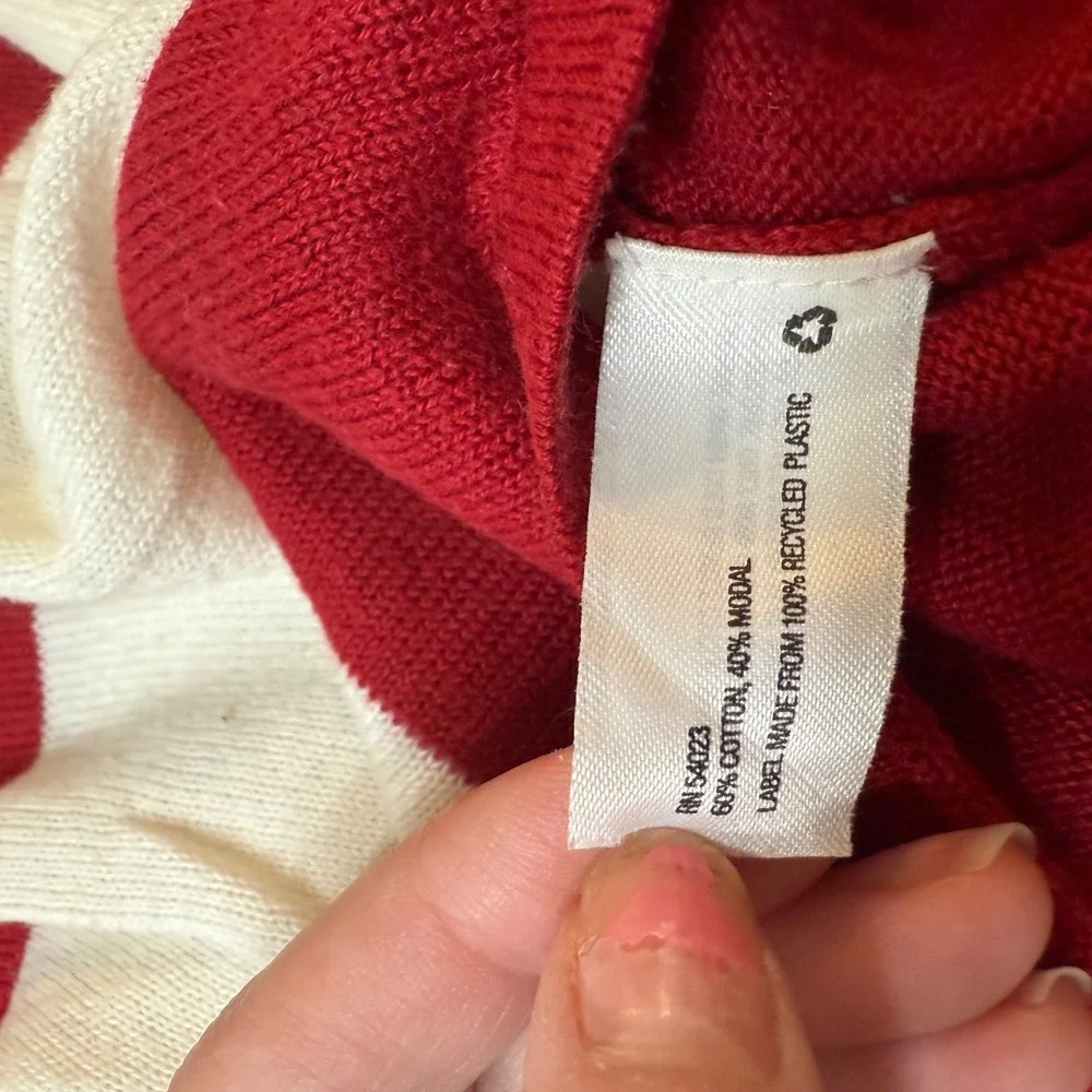 Gap Women Large Red White Striped Crew Neck‎ Long Sleeve Sweater